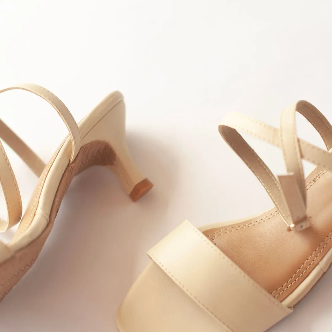 Pointed Toe Cream Kitten Heels