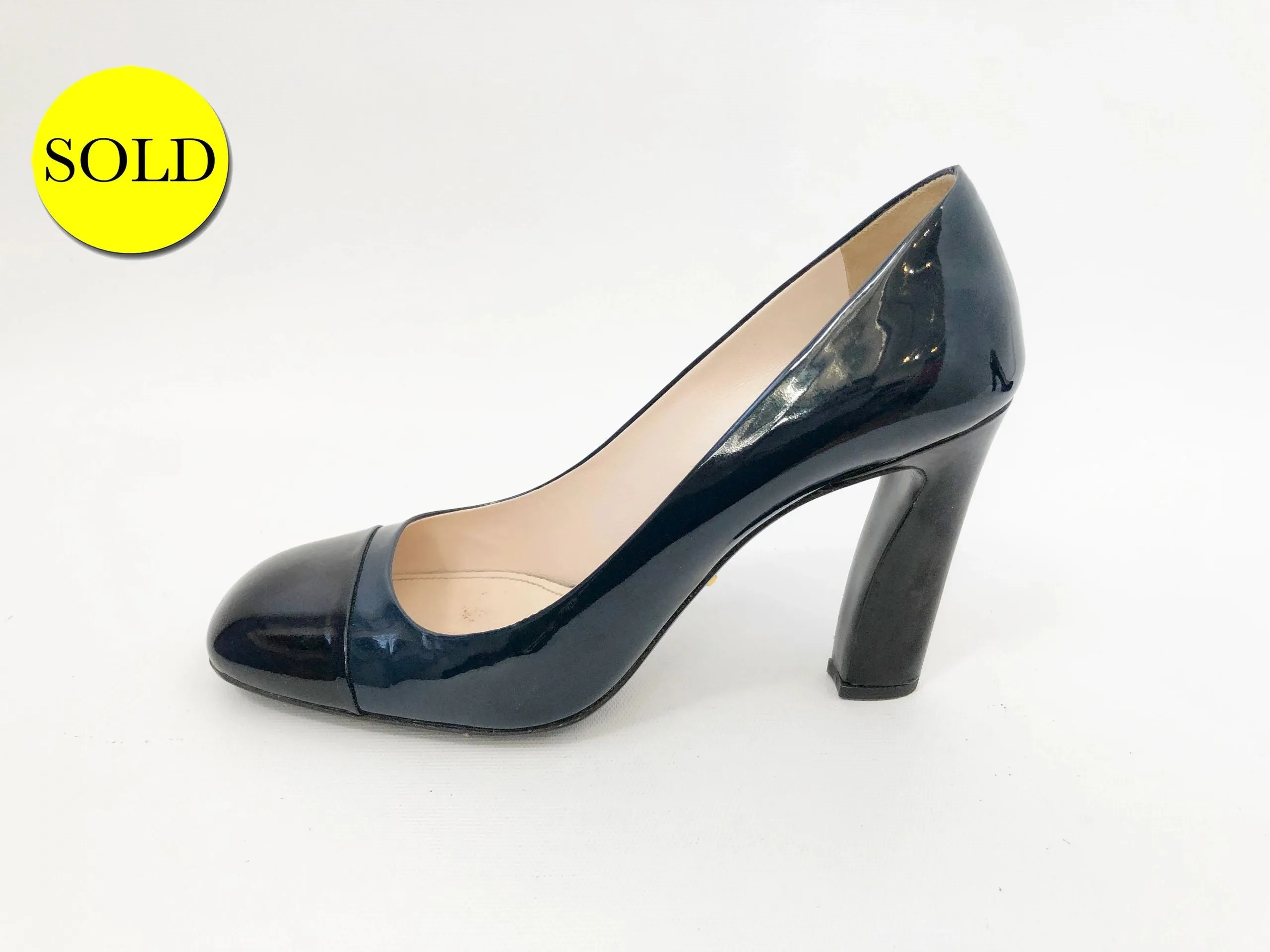 Prada Cap-Toe Pumps Size 37.5 It (7.5 Us)