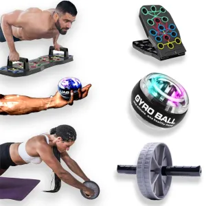 Premium Gyro Ball Wrist Trainer – Gyroscopic Power for Forearm Strength, Muscle Relaxation & Grip Training, Portable Push-Up Board with Handles, Fitness Roller for Home & Gym Workouts