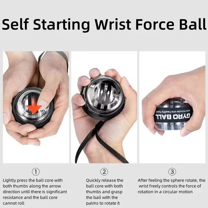 Premium Gyro Ball Wrist Trainer – Gyroscopic Power for Forearm Strength, Muscle Relaxation & Grip Training, Portable Push-Up Board with Handles, Fitness Roller for Home & Gym Workouts