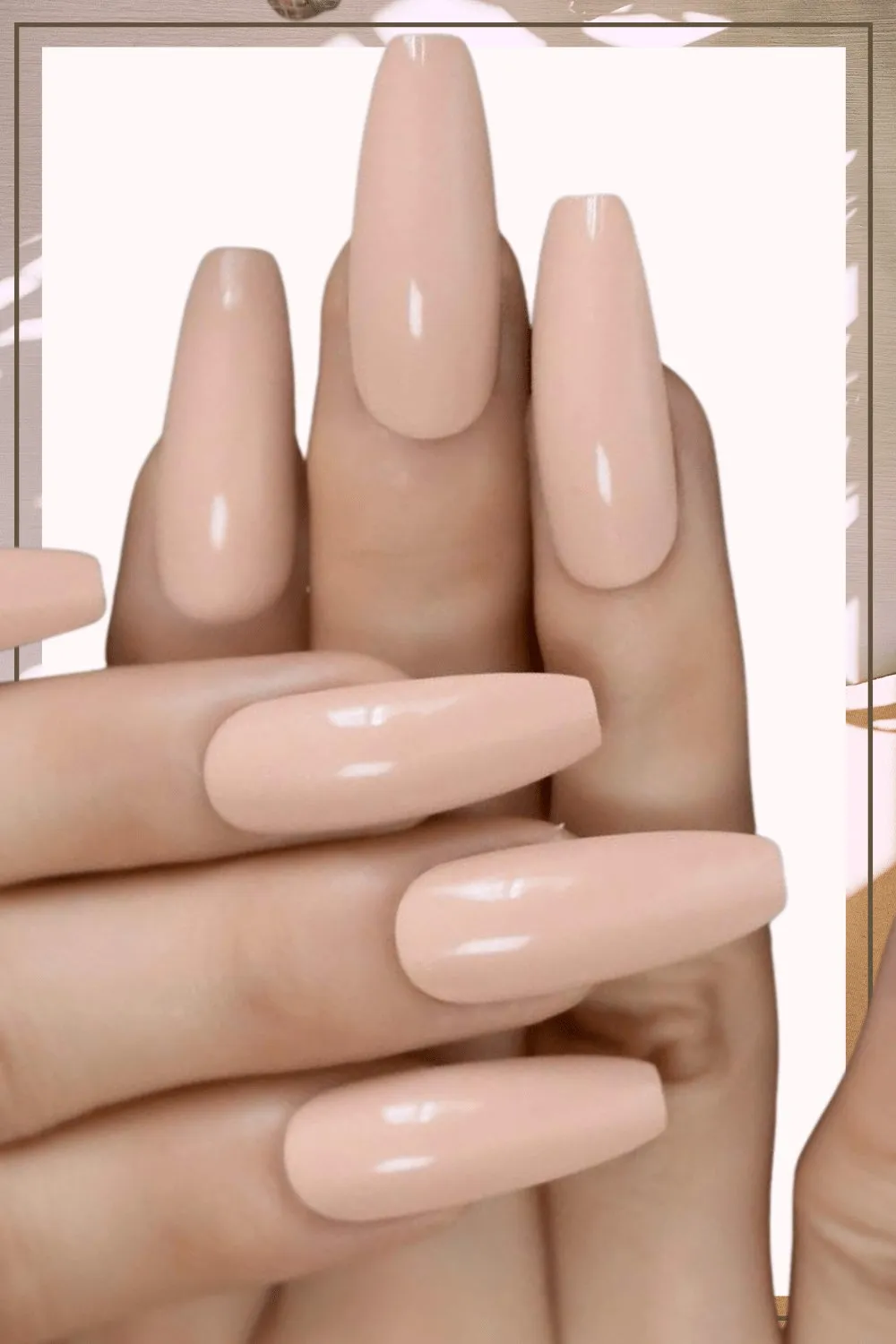 Press On Nails Beige Glossy Coffin Nail Kit