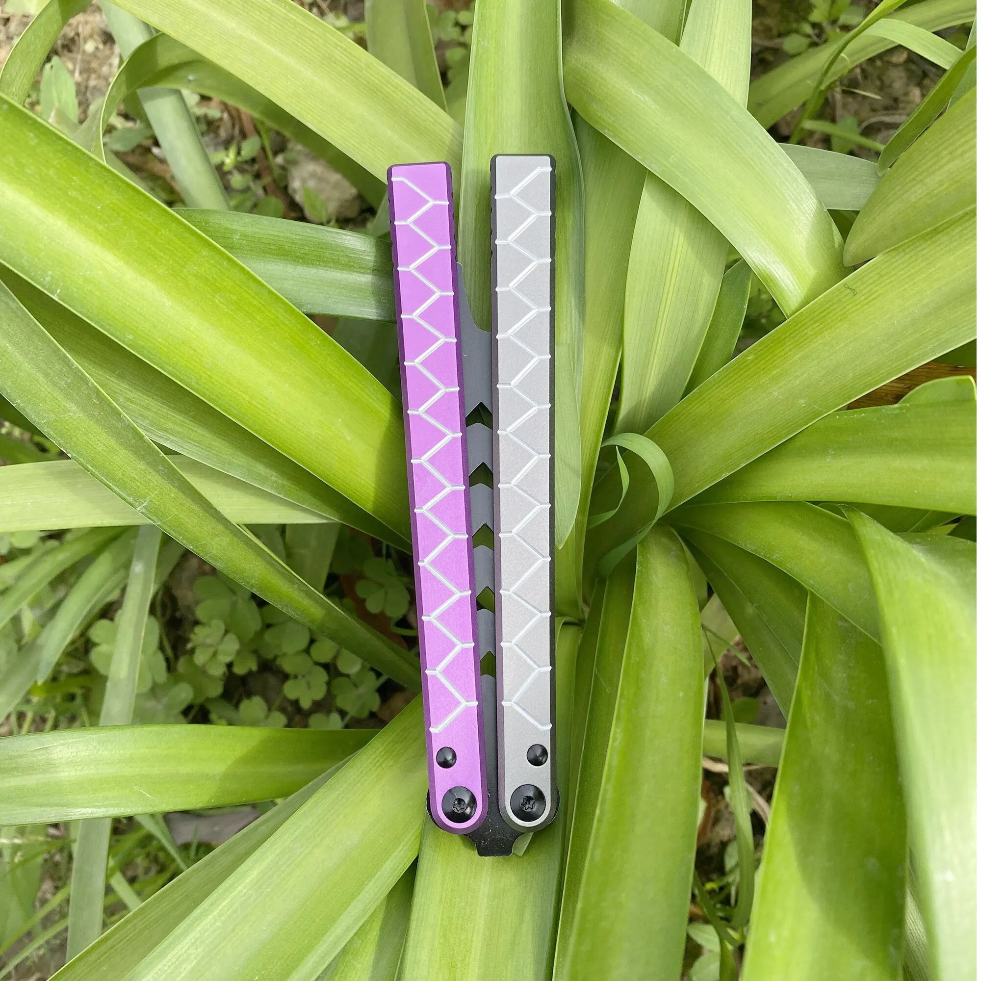 Purple Grey Snakelike Butterfly Knife