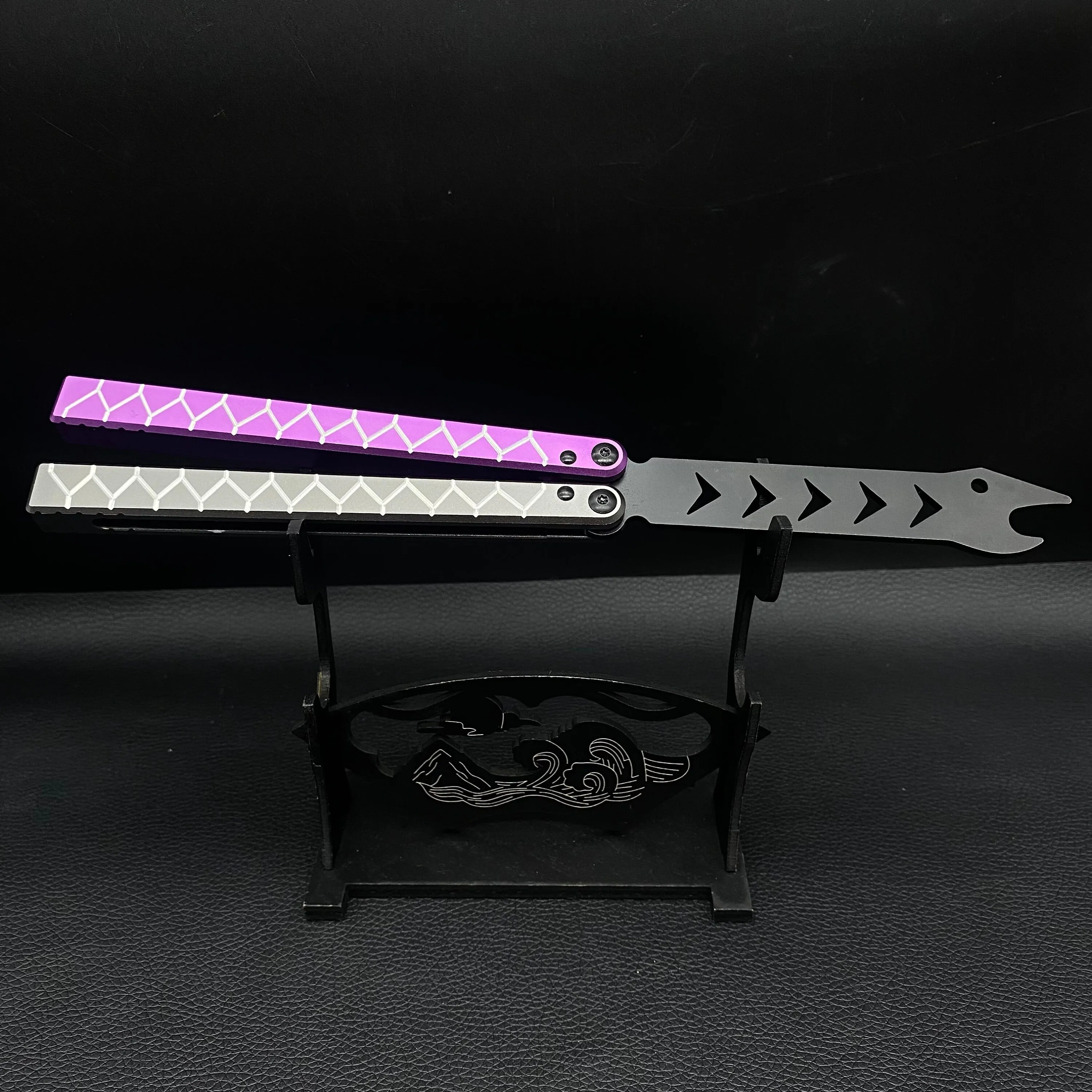Purple Grey Snakelike Butterfly Knife