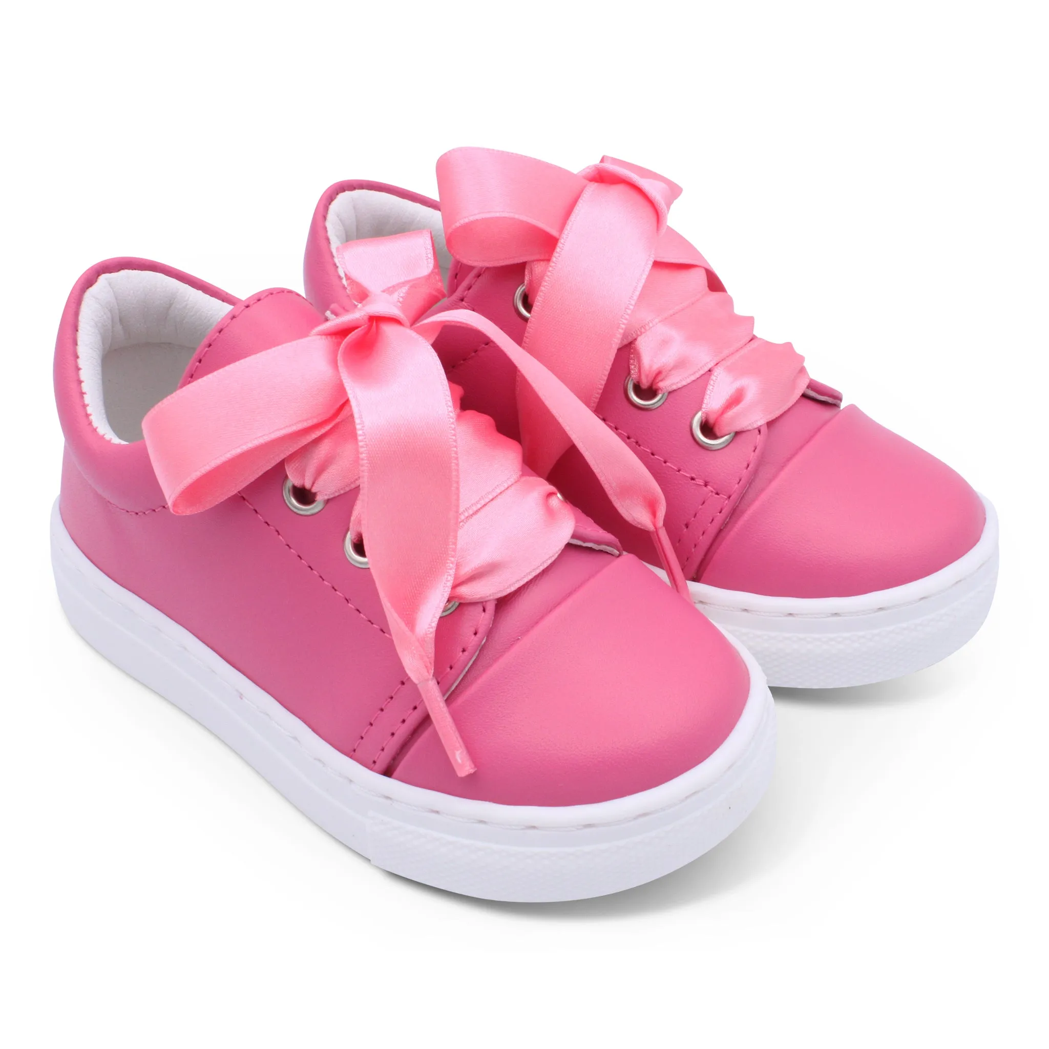 'Santi' Girls Fuchsia Leather Trainers