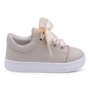 'Santi' Girls Nude Leather Trainers