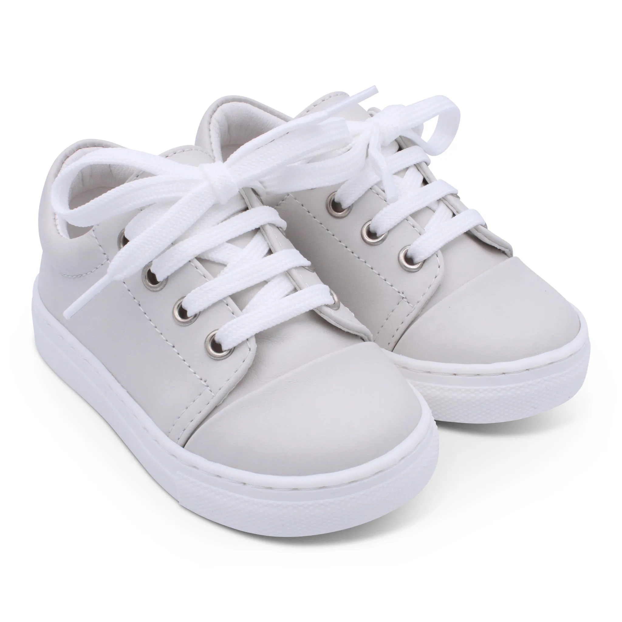 'Santiago' Boys Beige Leather Trainers