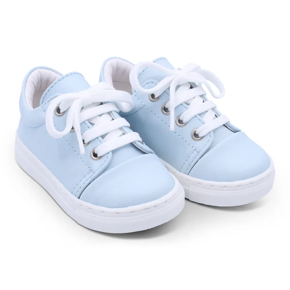 'Santiago' Boys Pale Blue Leather Trainers