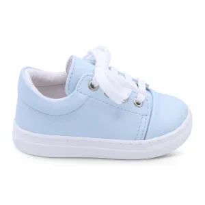 'Santiago' Boys Pale Blue Leather Trainers