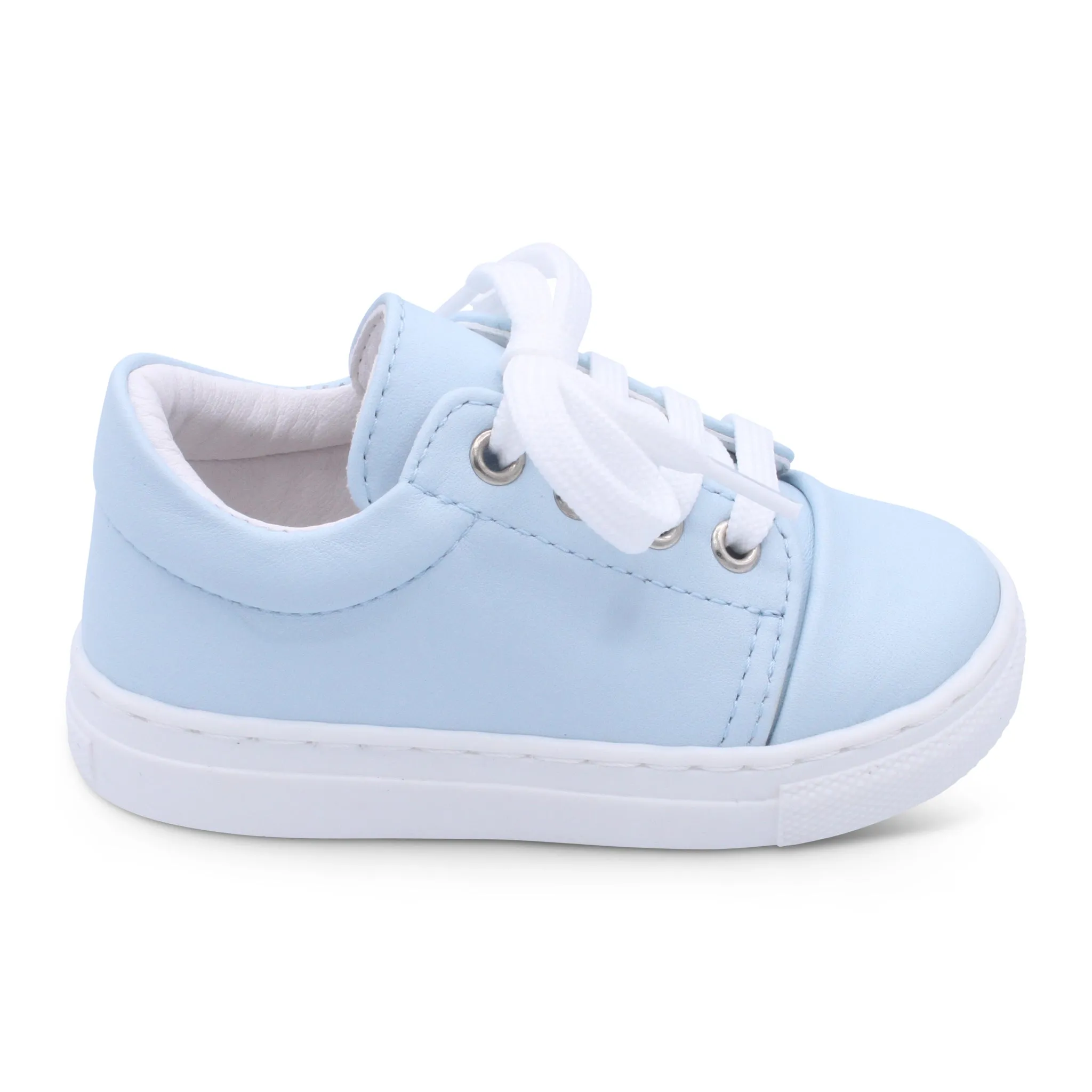 'Santiago' Boys Pale Blue Leather Trainers