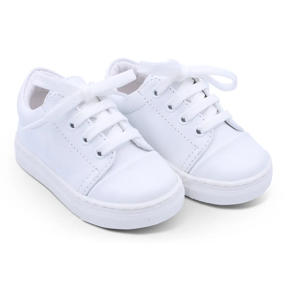 'Santiago' Boys White Leather Trainers