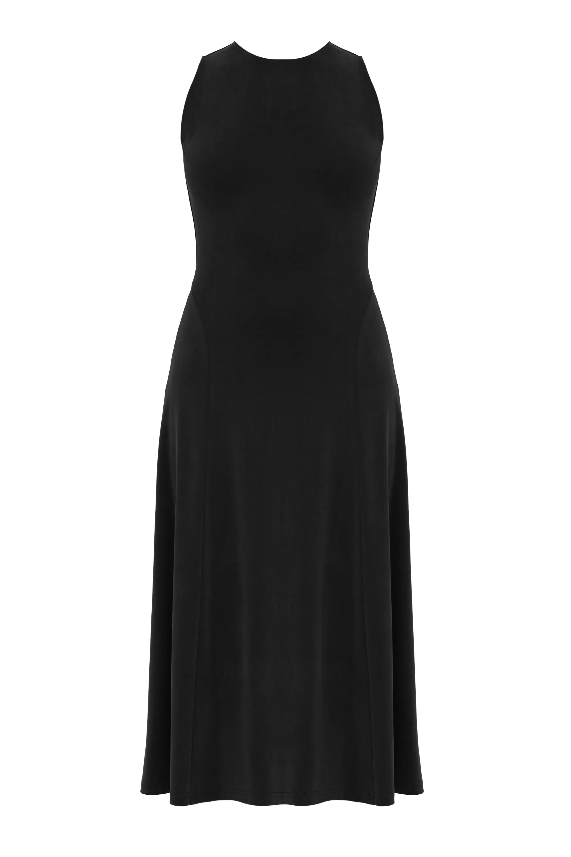 SEBA Black Bodycon Midi Dress with Flared Skirt