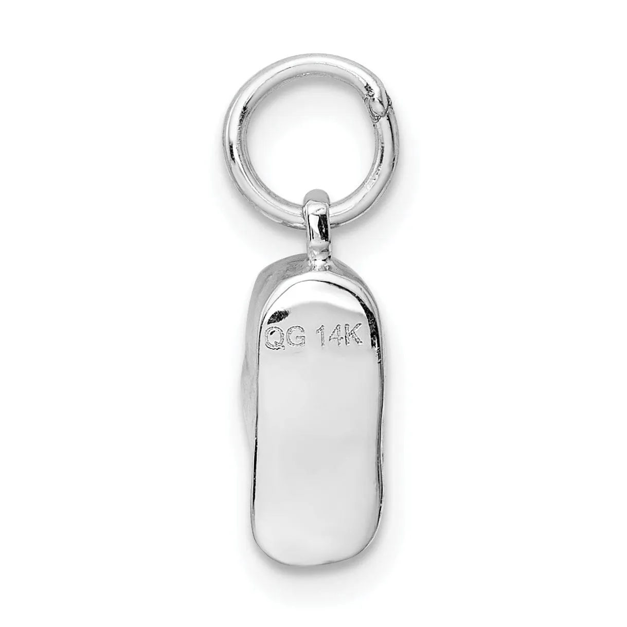 Solid 14k White Gold 3D Baby Shoe Charm Pendant.