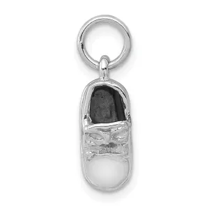 Solid 14k White Gold 3D Baby Shoe Charm Pendant.