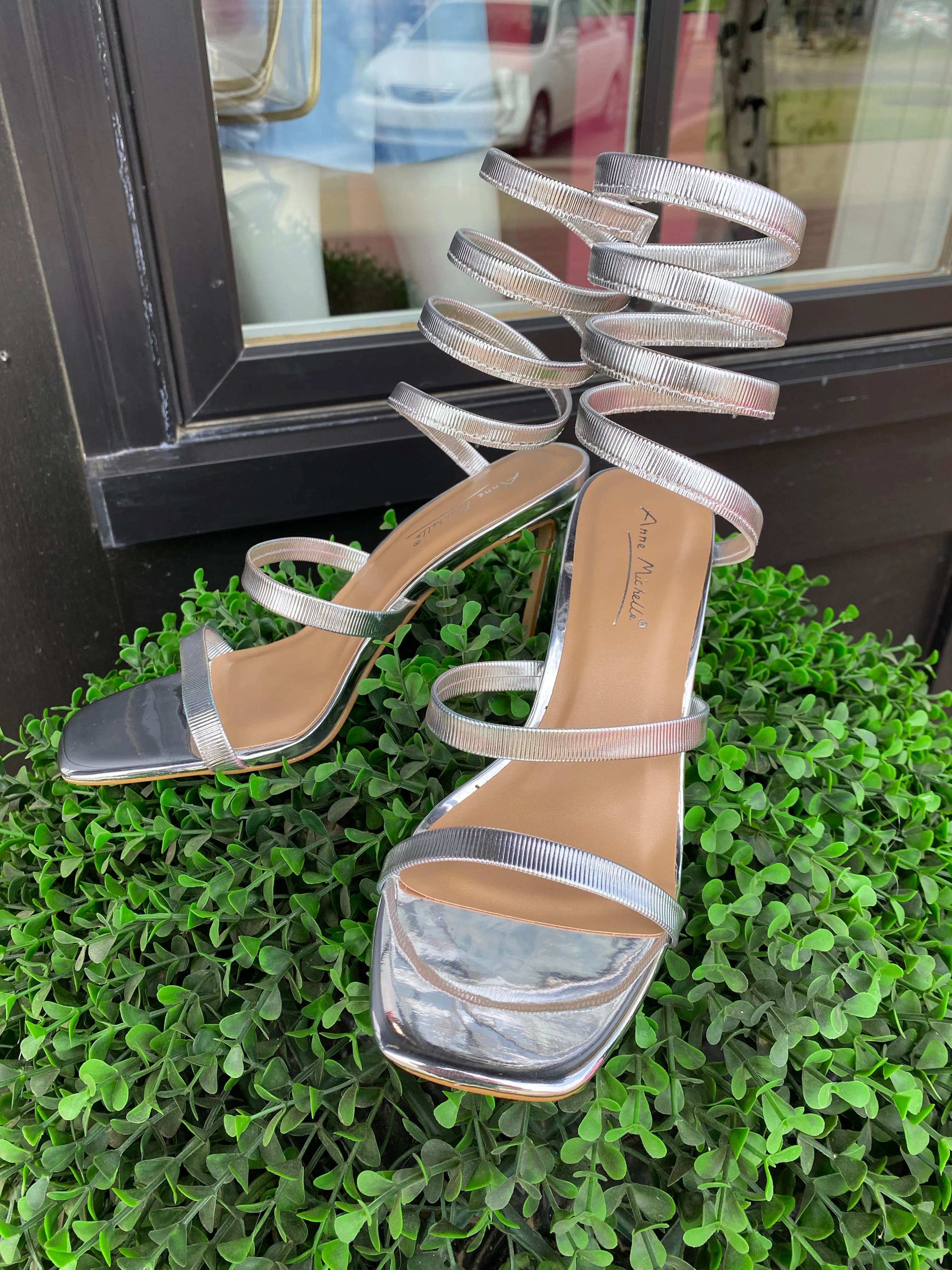 Spring in Your Step Heel- Silver Metallic