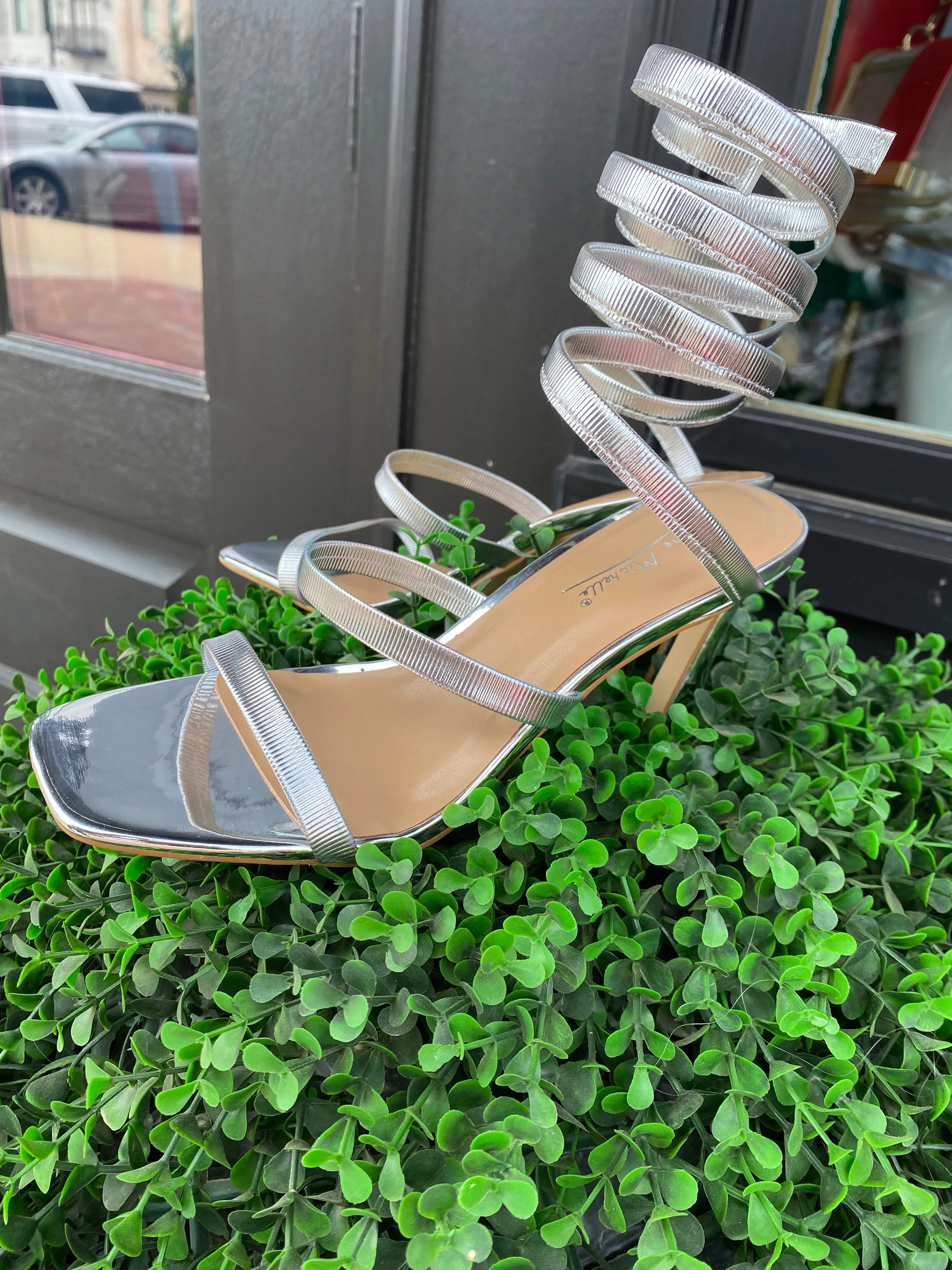 Spring in Your Step Heel- Silver Metallic