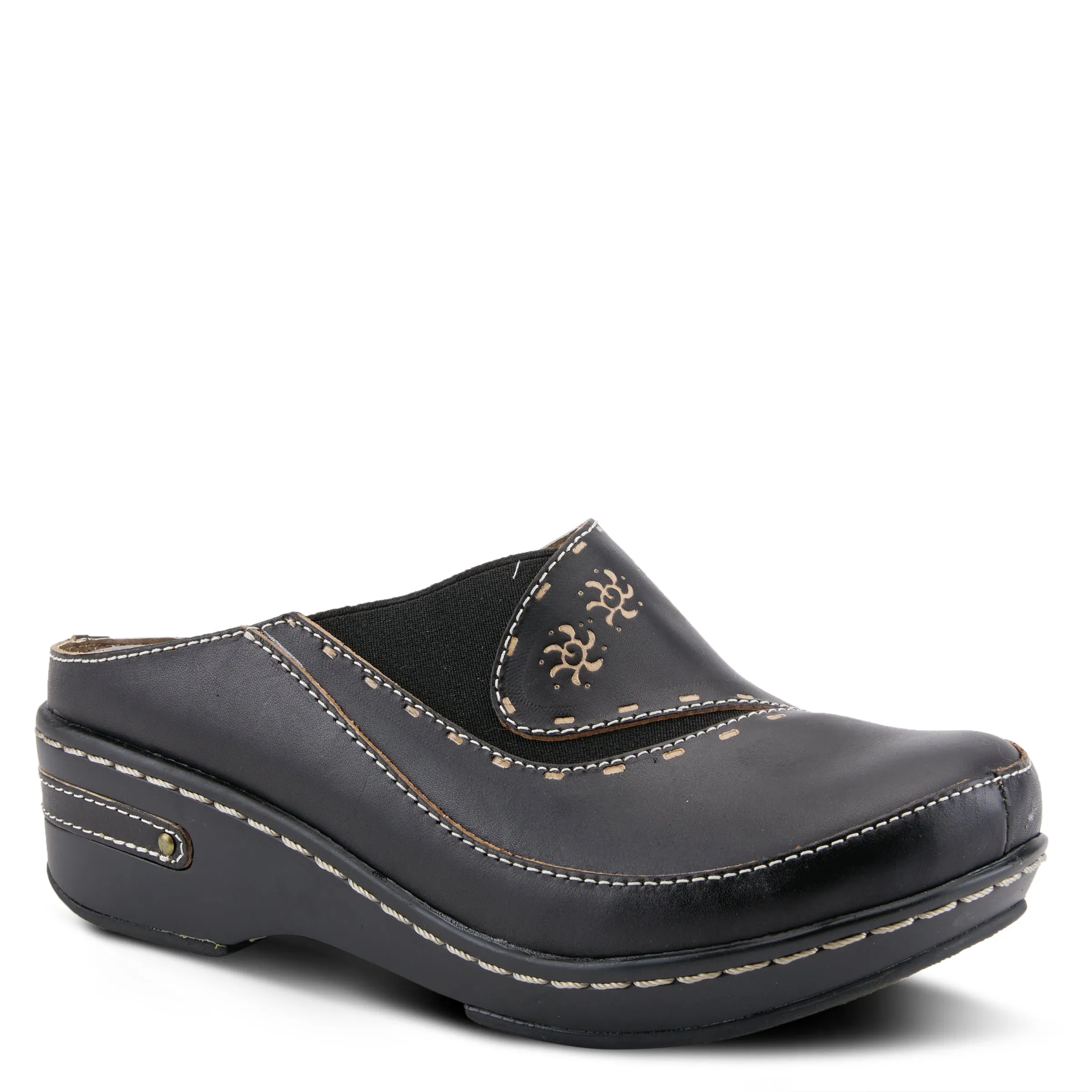 Spring Step Shoes  L'Artiste Chino Clogs Women’s Hand Painted Leather 2" Heel