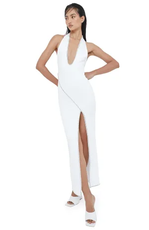 Starlight Swarovski Slit Gown | White Gown Swarovski detailing