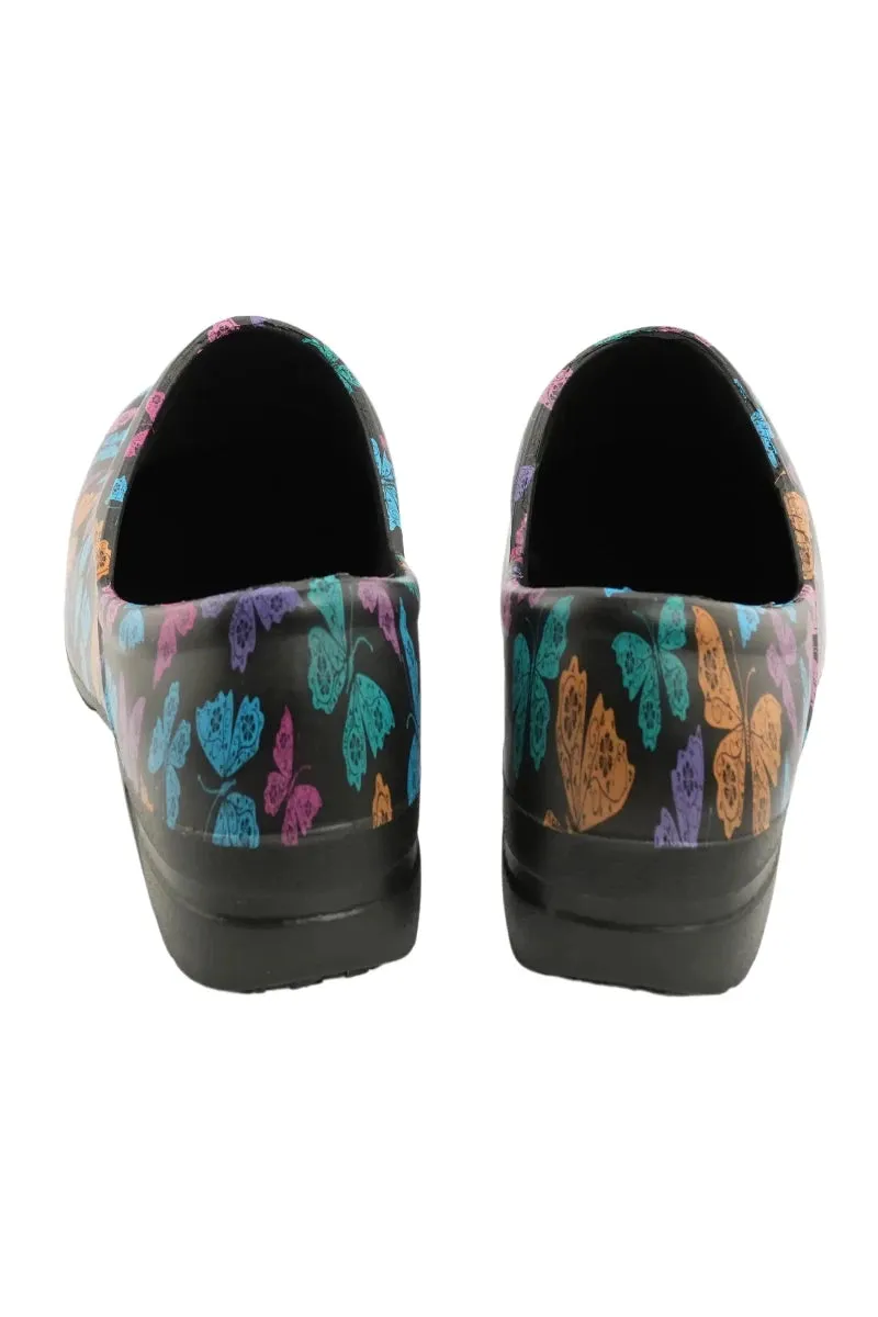 StepZ Women's Slip Resistant Nurse Clogs | Vivid Butterfly