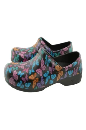 StepZ Women's Slip Resistant Nurse Clogs | Vivid Butterfly