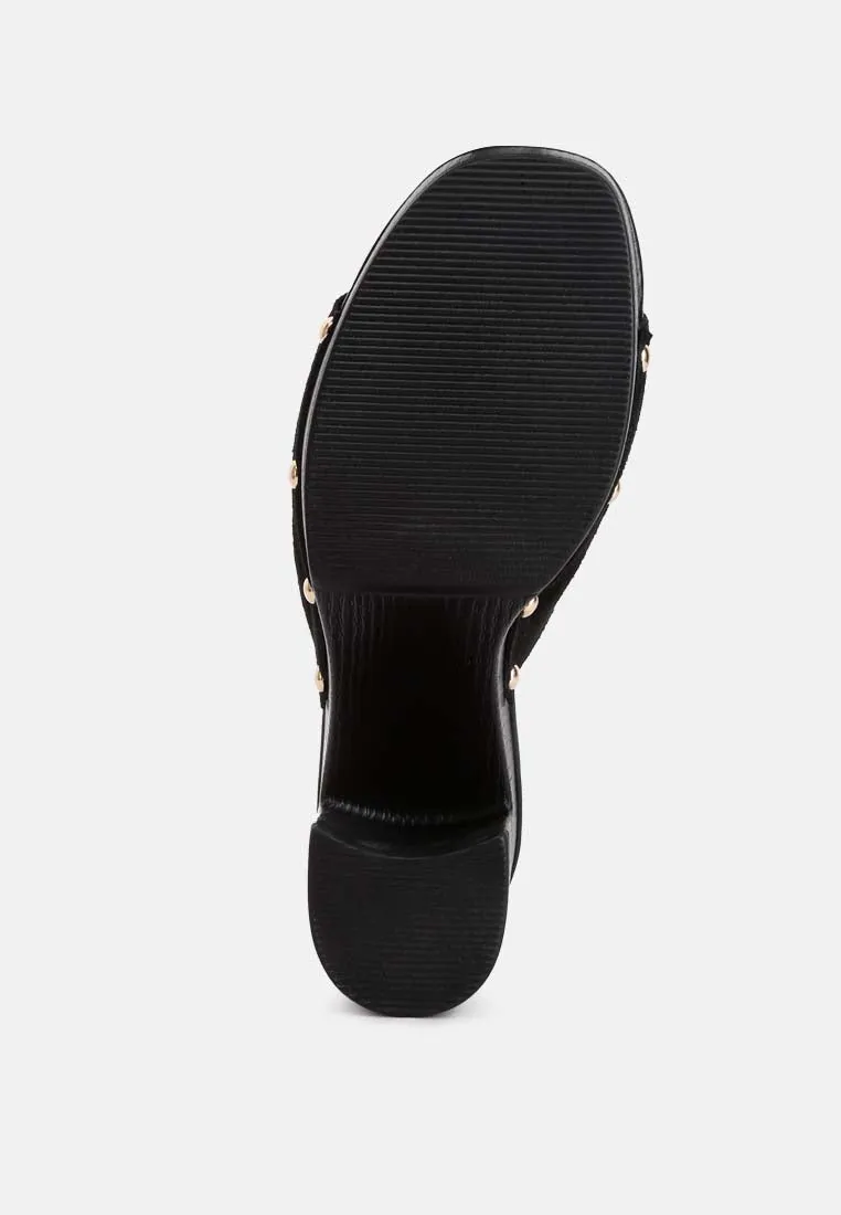 Suede High Block Heel Clogs By Ruw
