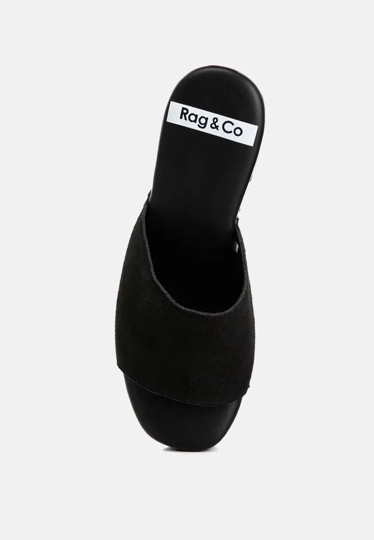 Suede High Block Heel Clogs By Ruw