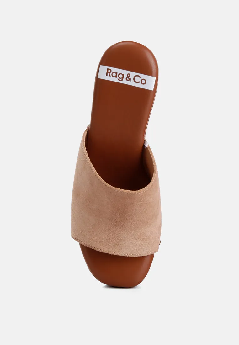 Suede High Block Heel Clogs By Ruw