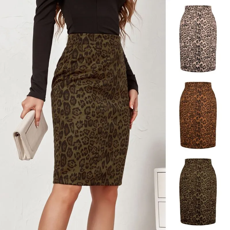 Suede Leopard Print High Waist Midi Skirt