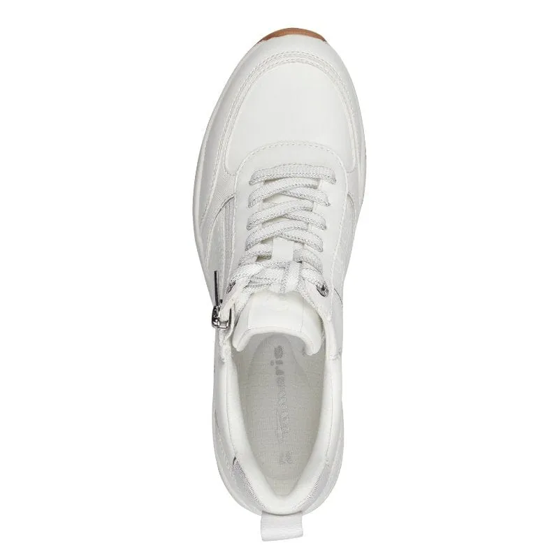 Tamaris Womens White Lace-Up Shoe 1-23721-42