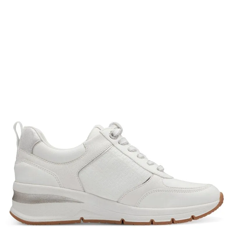 Tamaris Womens White Lace-Up Shoe 1-23721-42