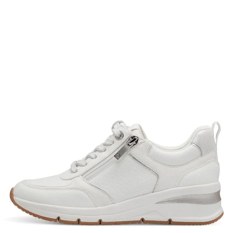 Tamaris Womens White Lace-Up Shoe 1-23721-42