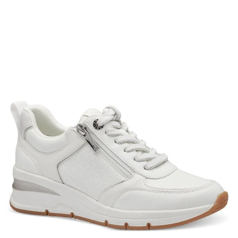 Tamaris Womens White Lace-Up Shoe 1-23721-42