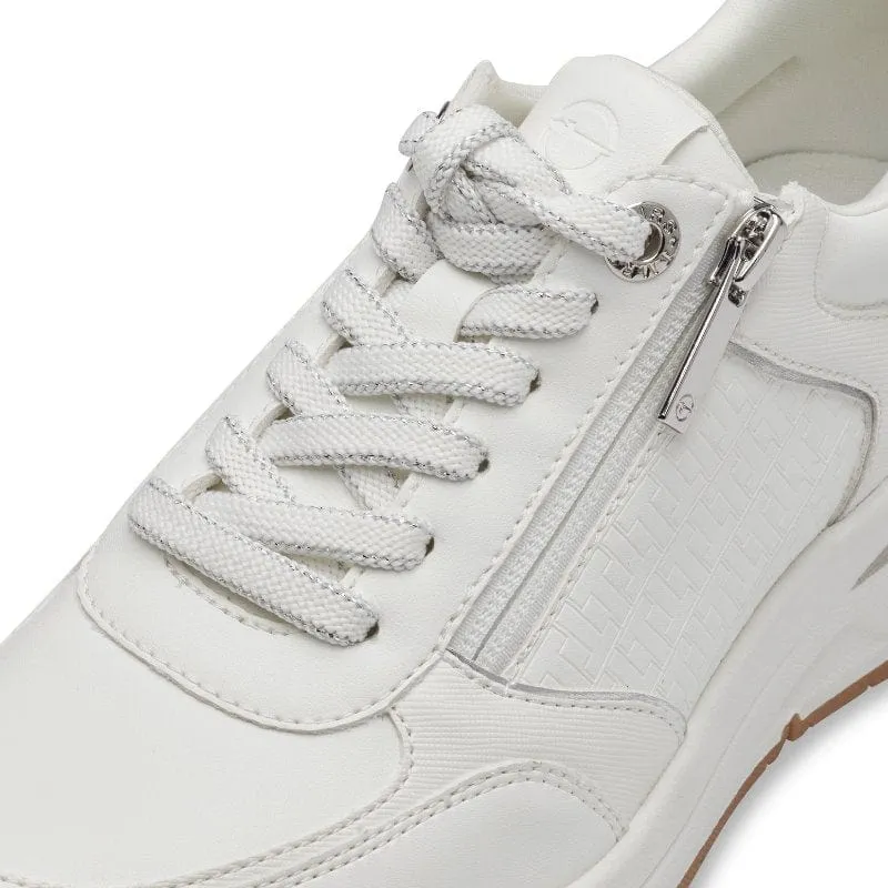 Tamaris Womens White Lace-Up Shoe 1-23721-42