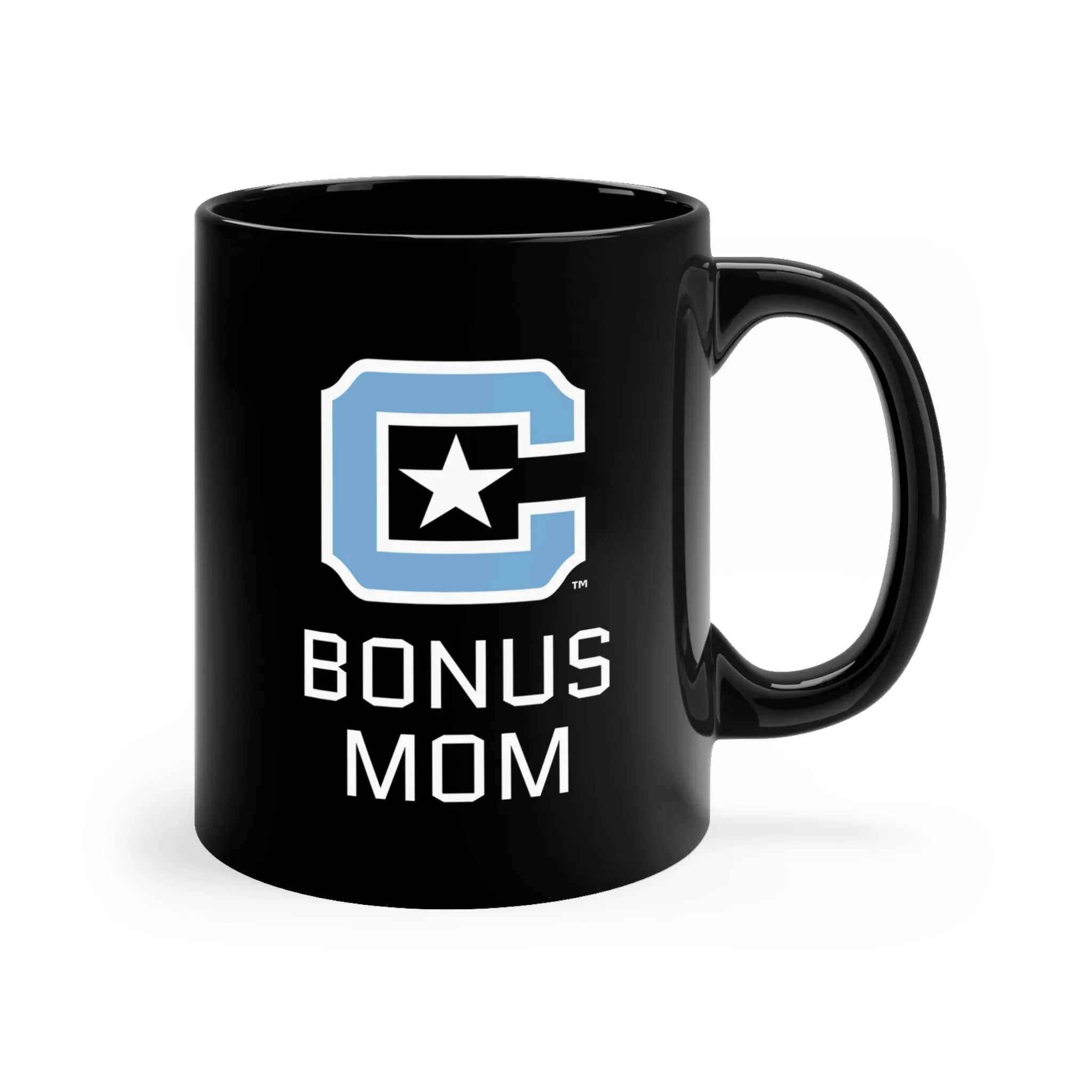 The Citadel Block C Logo, Sports Bonus Mom, Black Mug, 11oz