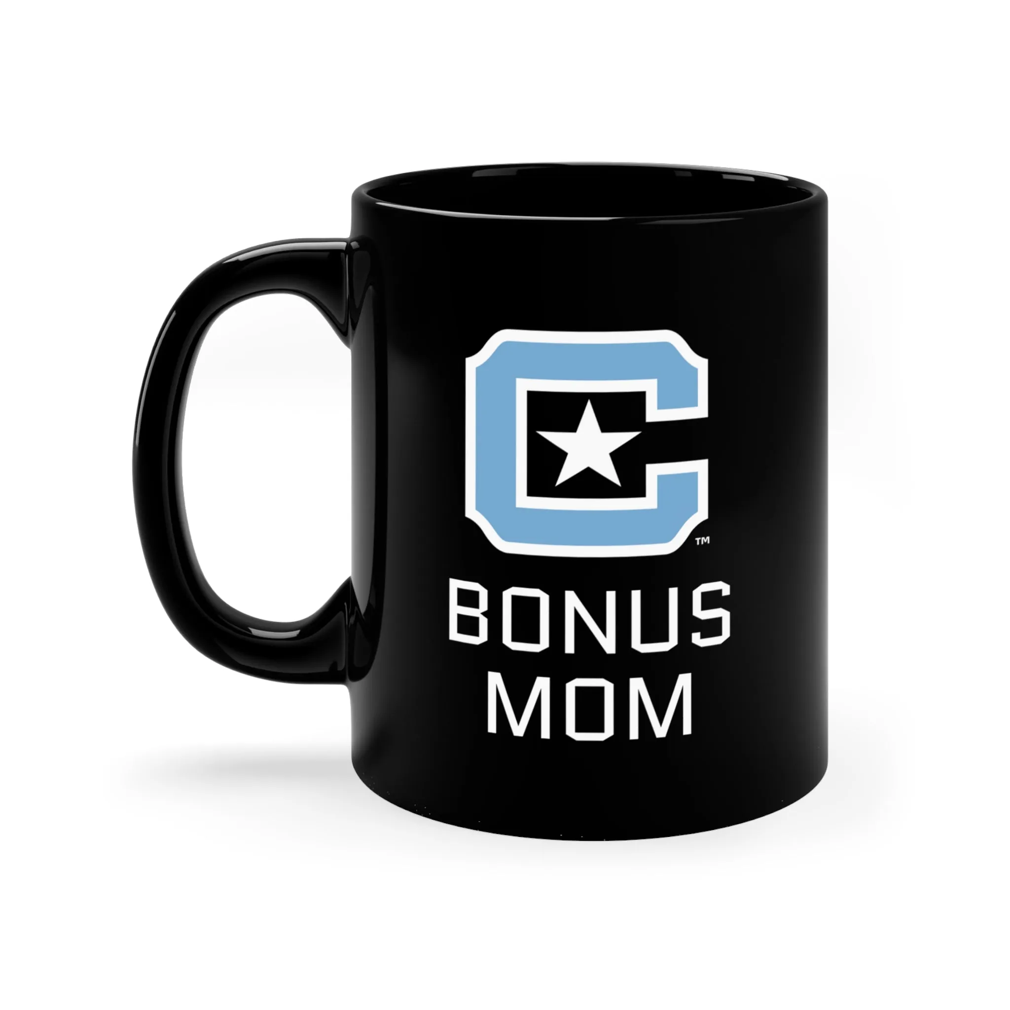 The Citadel Block C Logo, Sports Bonus Mom, Black Mug, 11oz