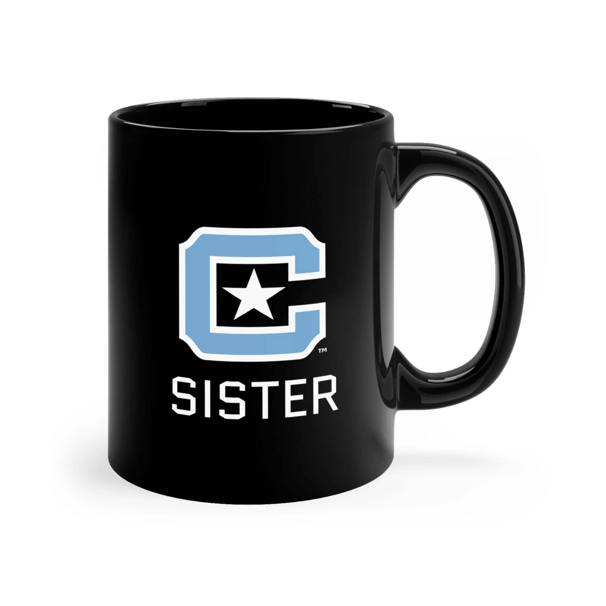 The Citadel Block C Logo, Sports Sister, Black Mug, 11oz