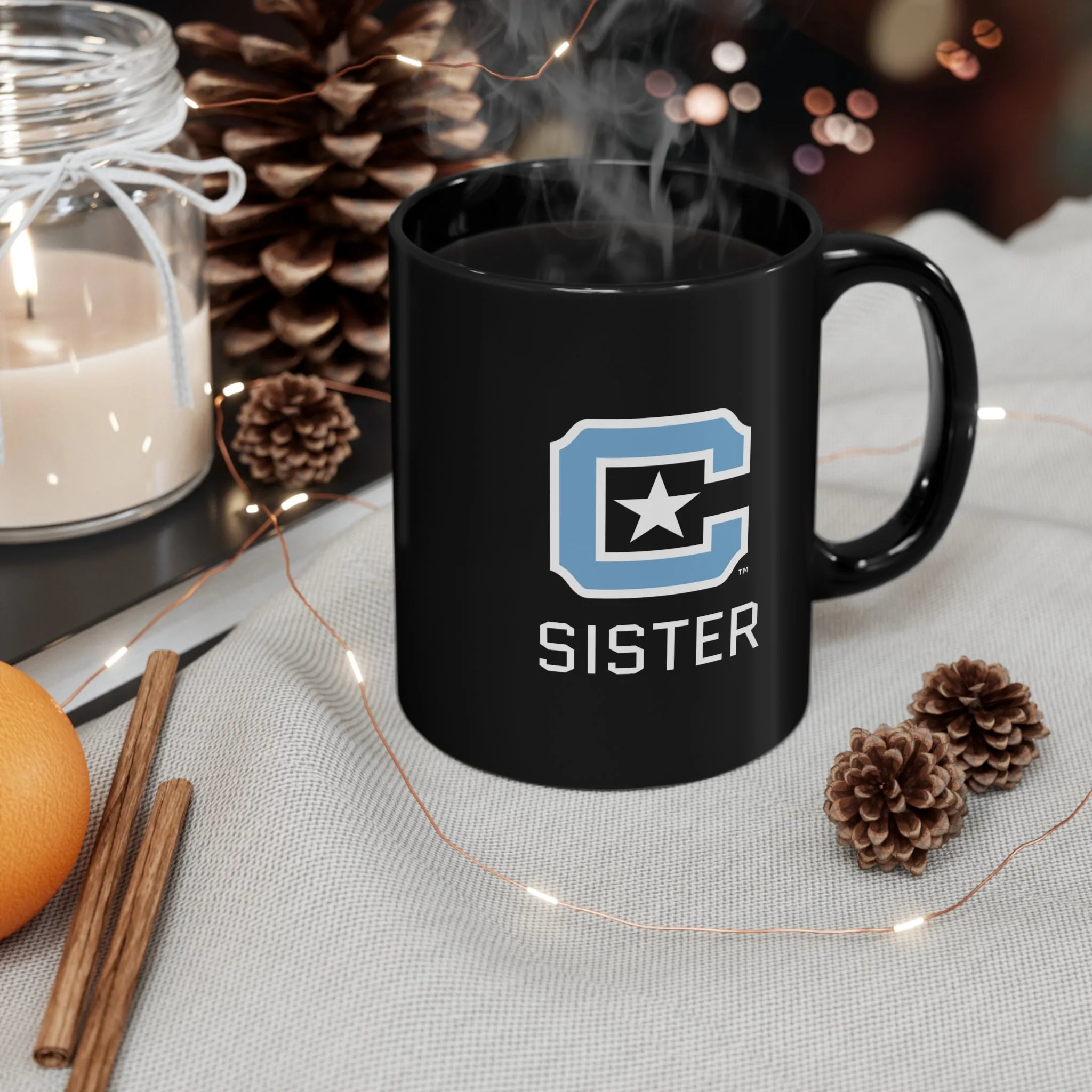 The Citadel Block C Logo, Sports Sister, Black Mug, 11oz