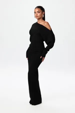 TONI - ASYMMETRICAL NECKLINE SWEATER DRESS