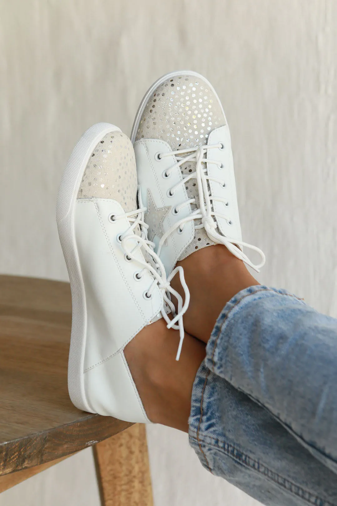 Vicki™ White   Silver Champagne Spots