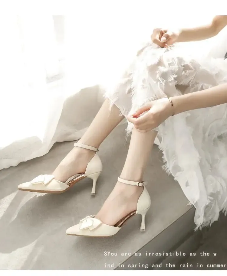 VougeVamp Women's Pointed Toe Butterfly Stiletto Heels – Elegant Medium Heel Bridal & Party Pumps