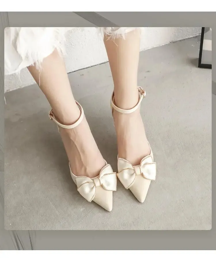 VougeVamp Women's Pointed Toe Butterfly Stiletto Heels – Elegant Medium Heel Bridal & Party Pumps