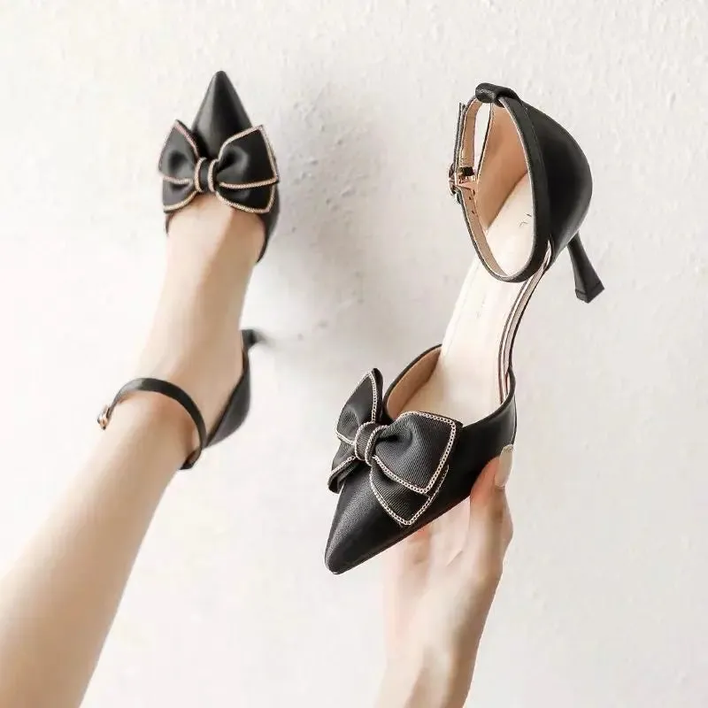 VougeVamp Women's Pointed Toe Butterfly Stiletto Heels – Elegant Medium Heel Bridal & Party Pumps