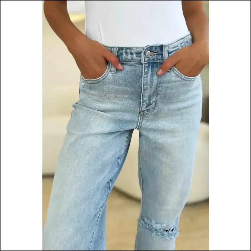 Why be Basic? Flaunt your Curves in Judy Blue High Waist Distressed Jeans! 👖👑
