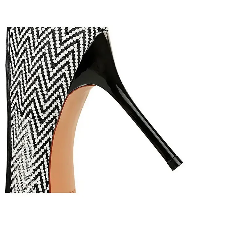 Women Pumps Luxury Mesh Lace Pointed-toe Shoes Wrap-toe Shallow High Heel Pumps For Ladies Annual Meeting Nightclub Shoes