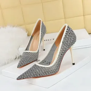 Women Pumps Luxury Mesh Lace Pointed-toe Shoes Wrap-toe Shallow High Heel Pumps For Ladies Annual Meeting Nightclub Shoes