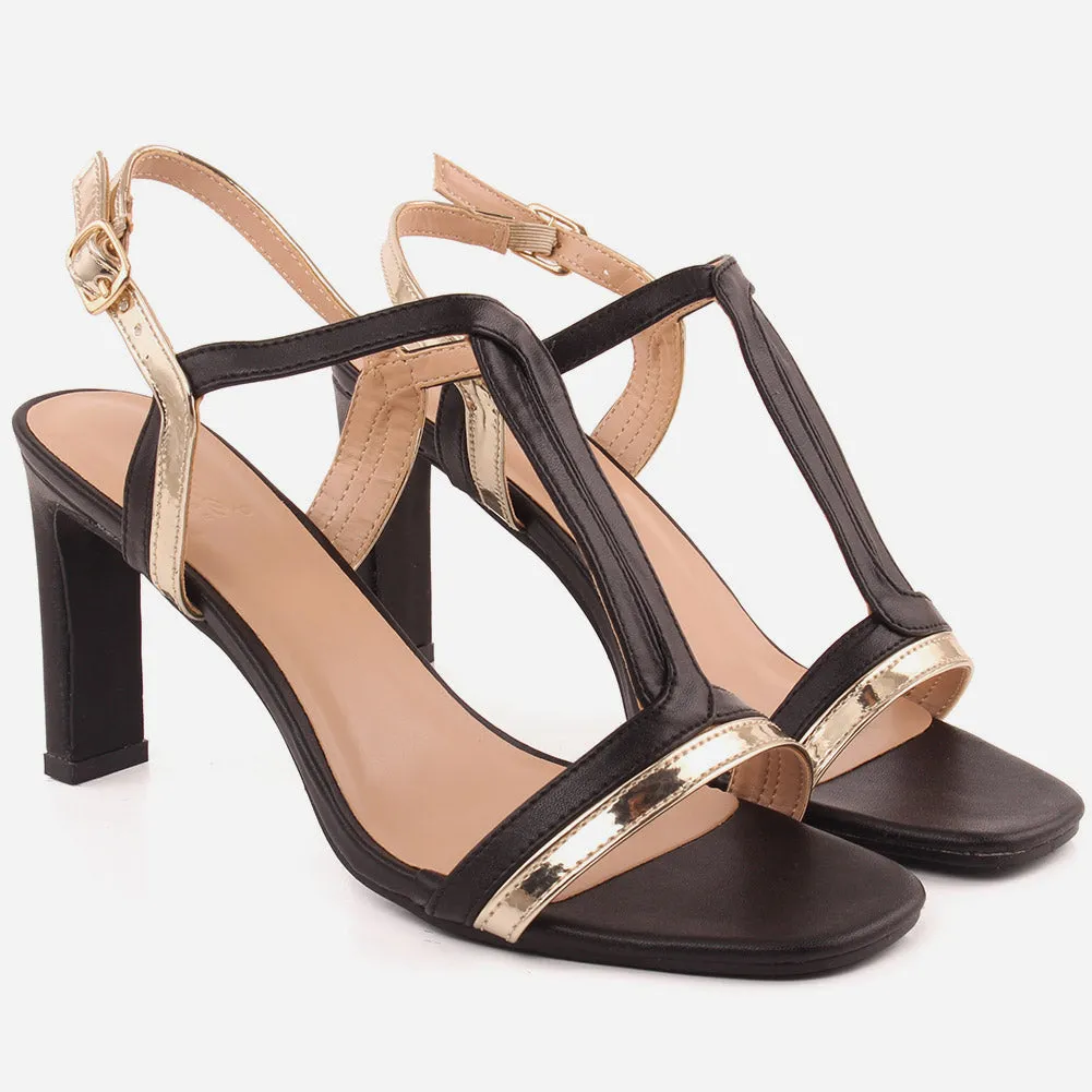 Women "HOLLY" Glossy Ankle Buckle Fastening Sandals
