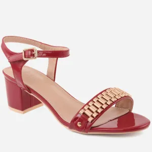 Women "PAPRIKA" Glossy Patent Block Heel Sandals