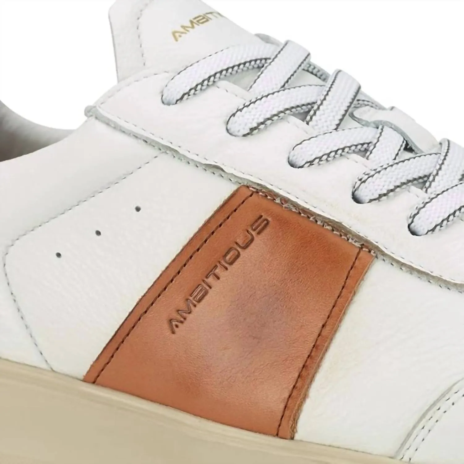Women's Hover Sneaker Leather In White/cognac