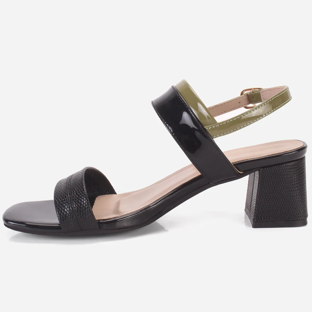 Womens "GLAZIA" Patent Block Heel Sandals