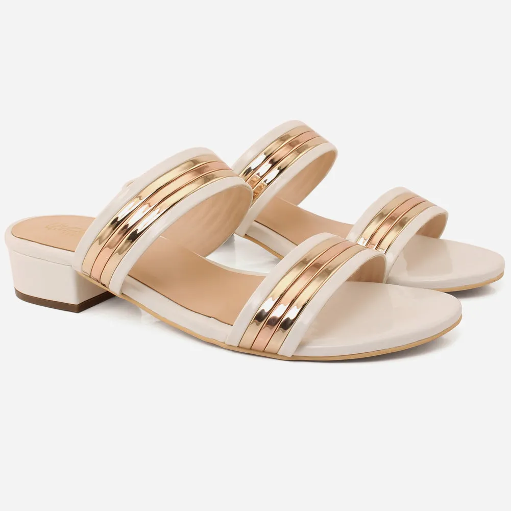 Womens "HADIA" Stylish Block Heeled Slip-On Shoes