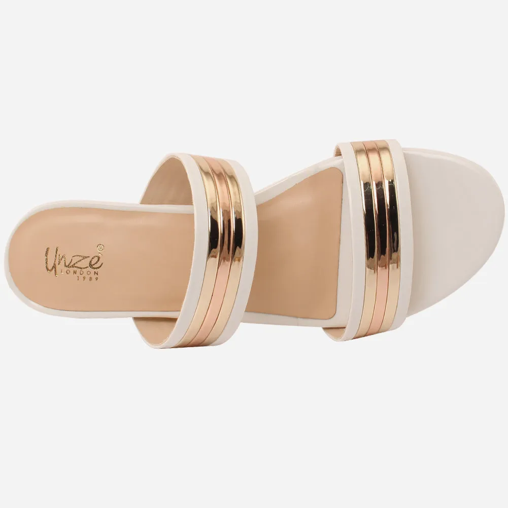 Womens "HADIA" Stylish Block Heeled Slip-On Shoes